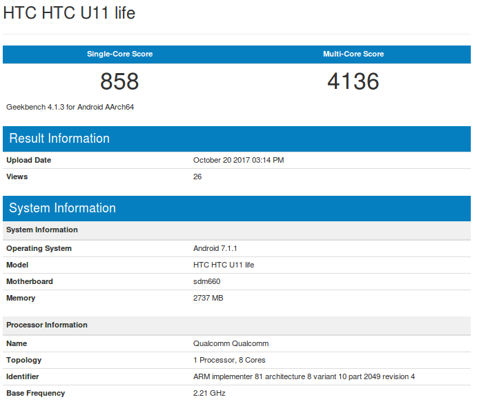 HTC U11 Life