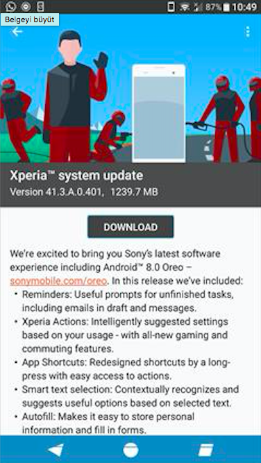 xperia xz oreo
