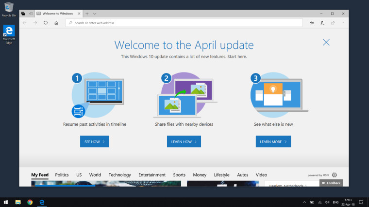 Windows 10 Nisan Güncellemesi