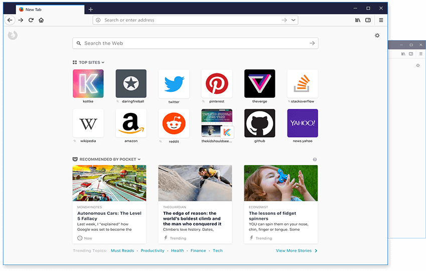 Mozilla yeni sekme