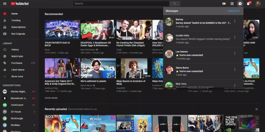 YouTube direkt mesajlaşma