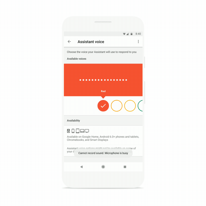Google Asistan kullanıcı arayüzü