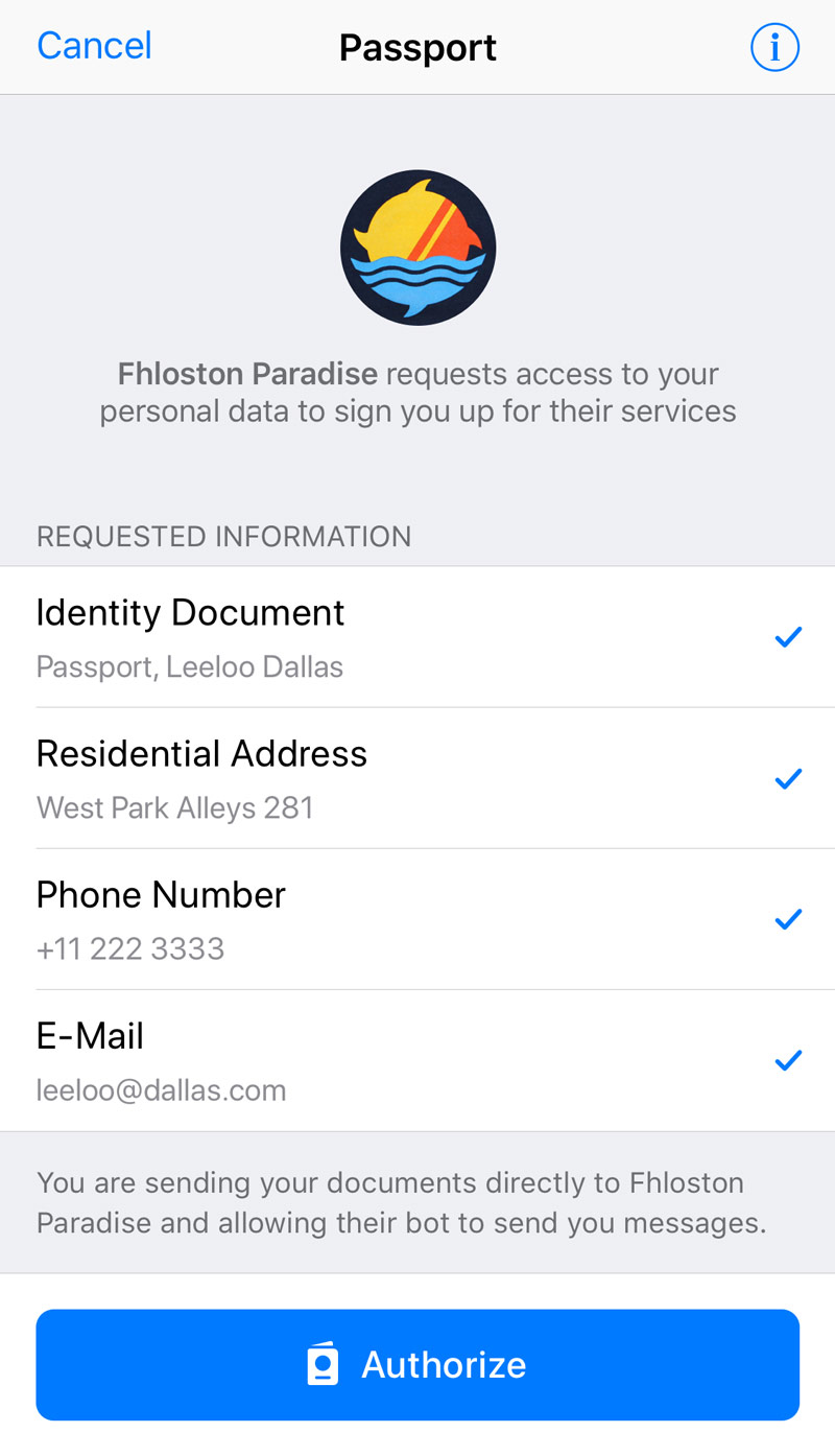 Telegram passport