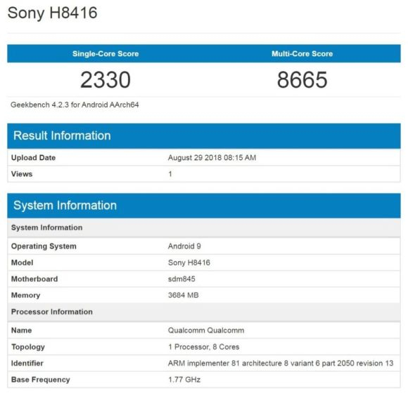 Xperia XZ3 versiyonu