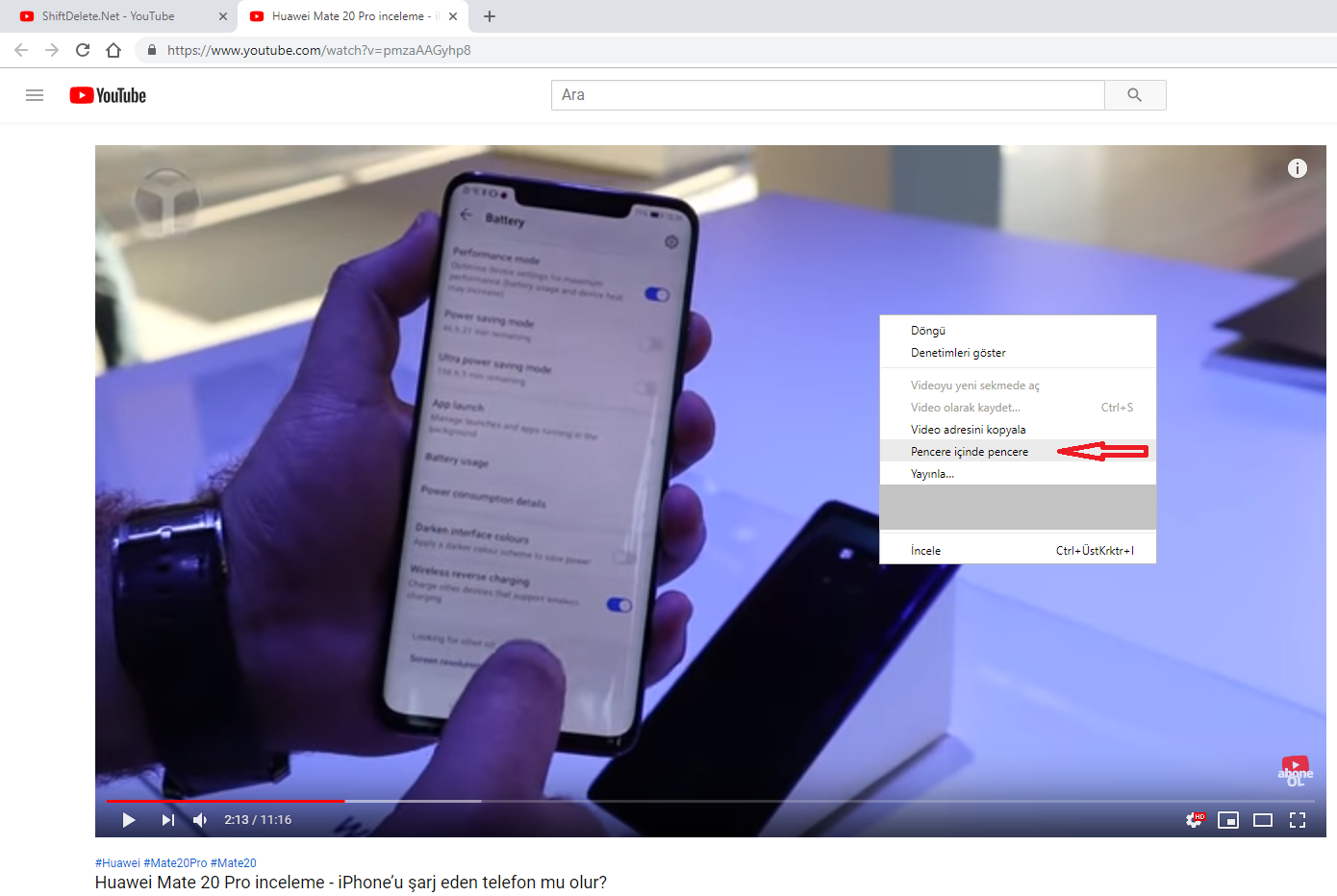 Chrome picture in picture