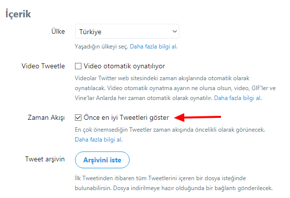 Twitter kronolojik sıralama