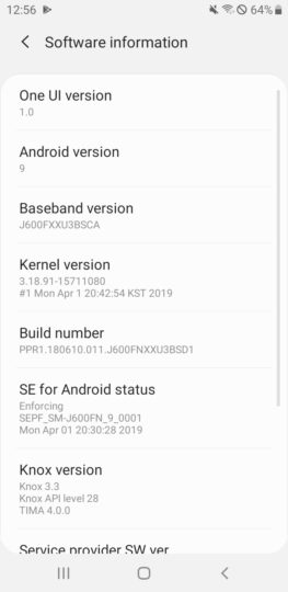 galaxy j6 android pie