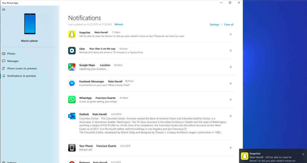 galaxy s10 bildirimleri windows