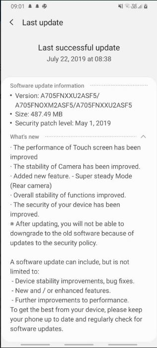 Galaxy a70 yazılım güncellemesi