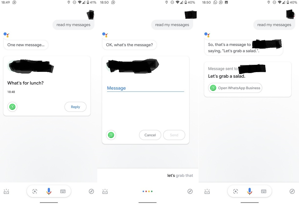 Google Asistan mesaj