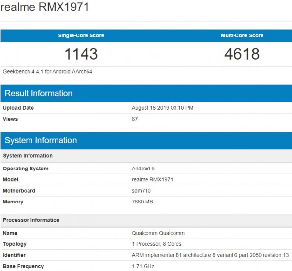 realme 5 pro geekbench