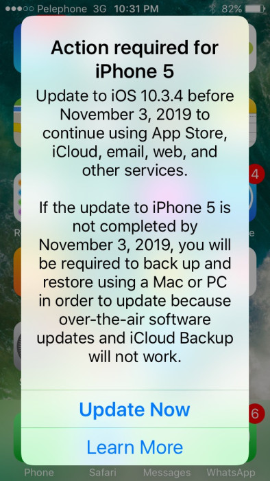 iPhone 5 iOS 10.3.4
