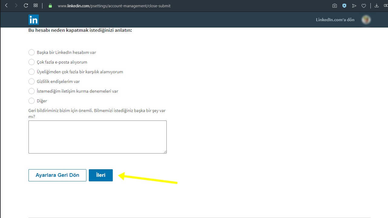 linkedin hesabı silme işlemi