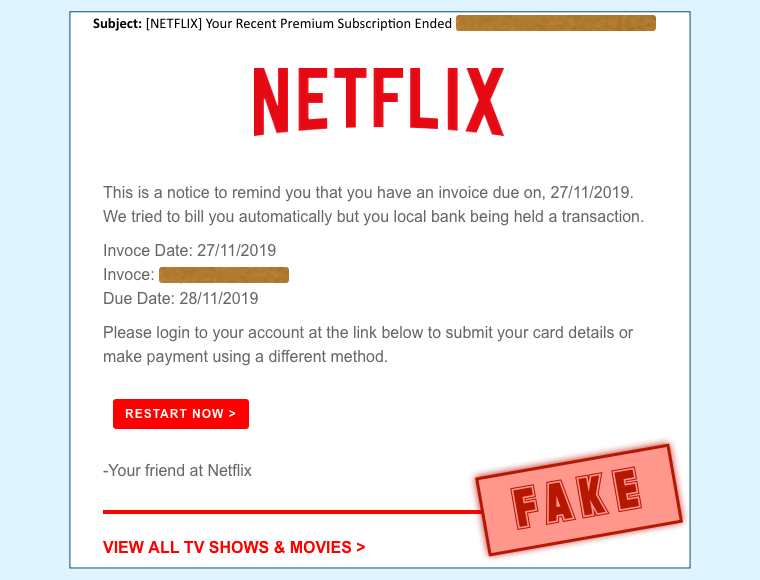 sahte netflix e-postası 2