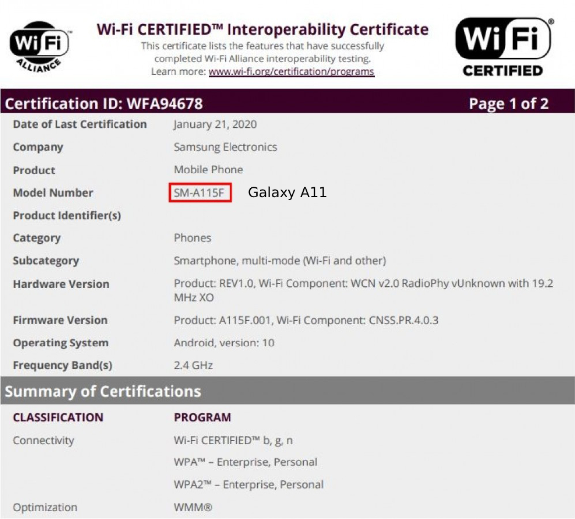 galaxy a11 özellikleri