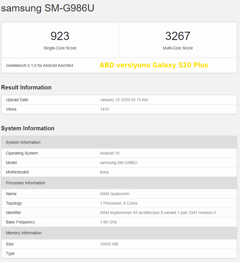 s20 geekbench 5