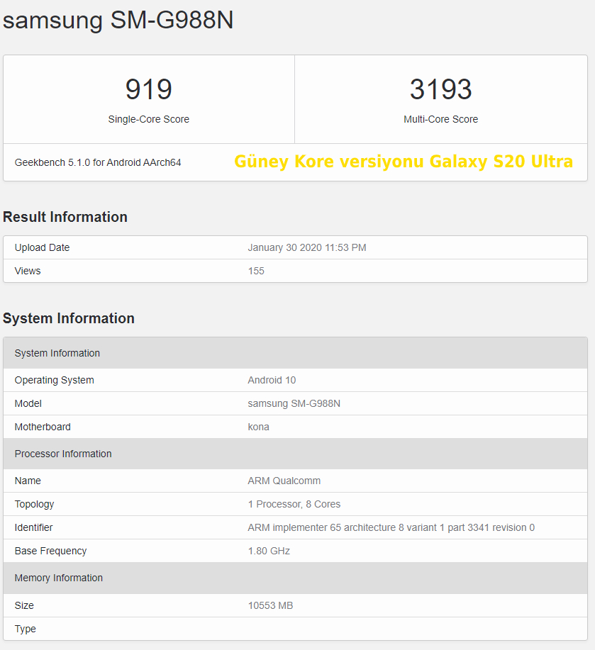 s20 geekbench 5