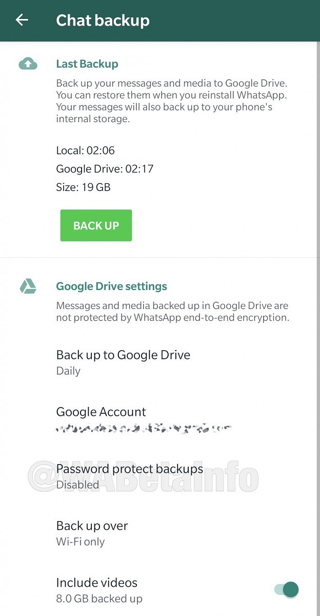 whatsapp yedekleri şifre