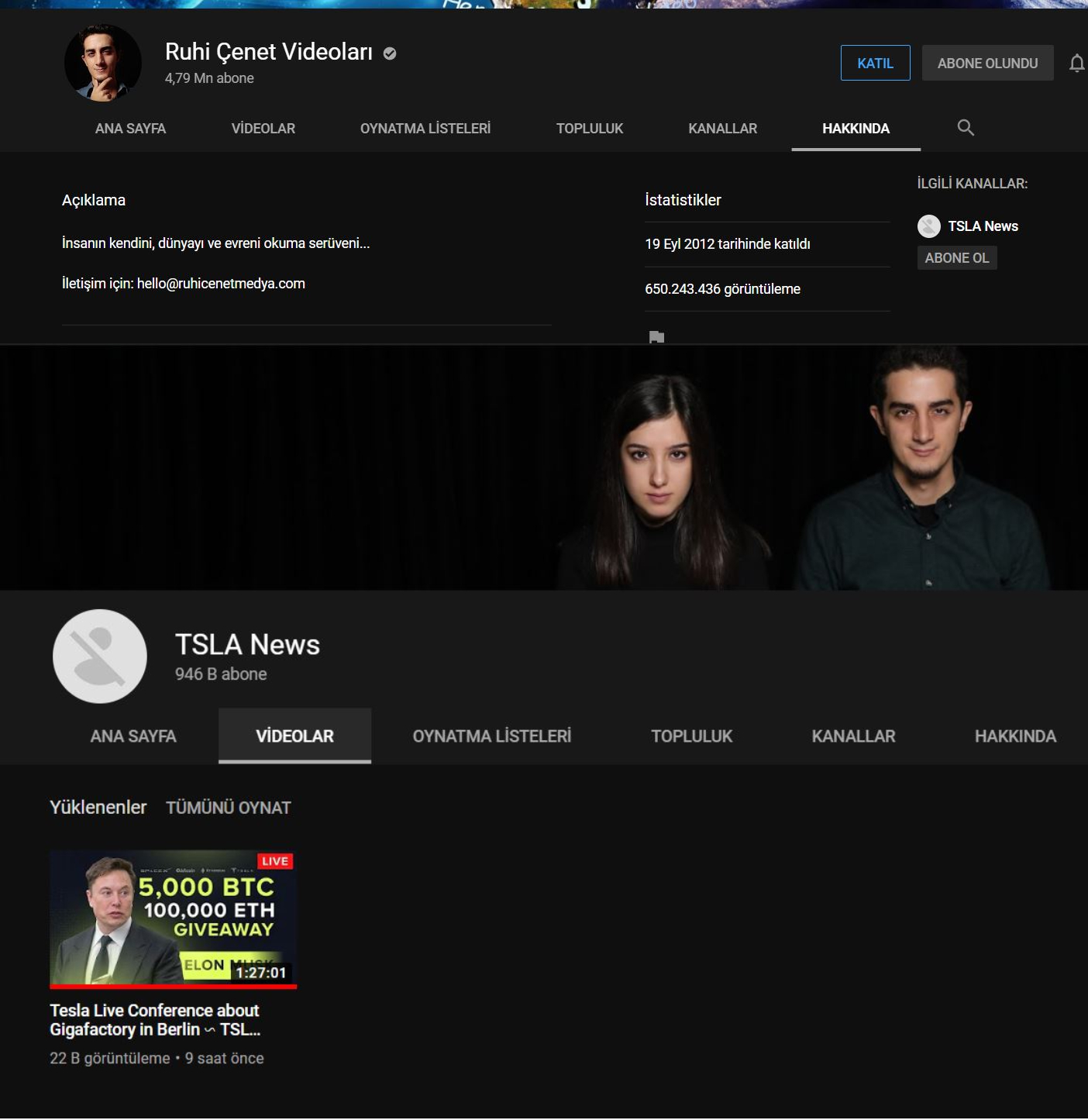 ruhi çenet youtube kanalı hack