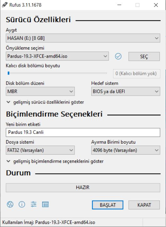 pardus nasıl kurulur