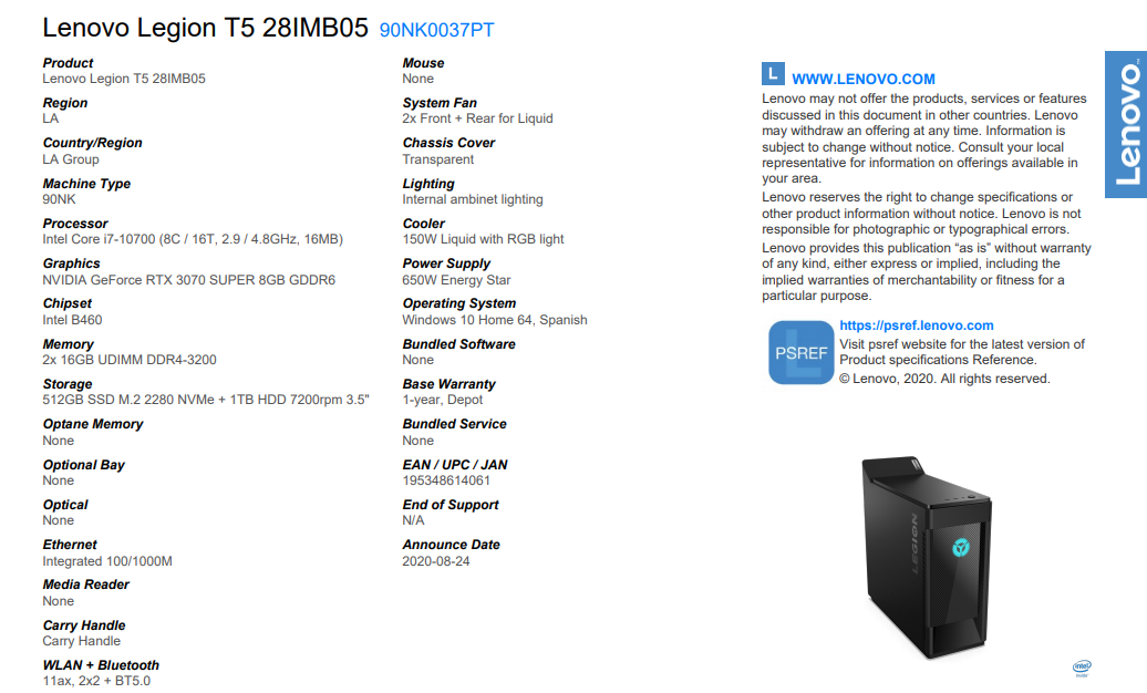 nvıdıa rtx 3070 super, Lenovo legion t5