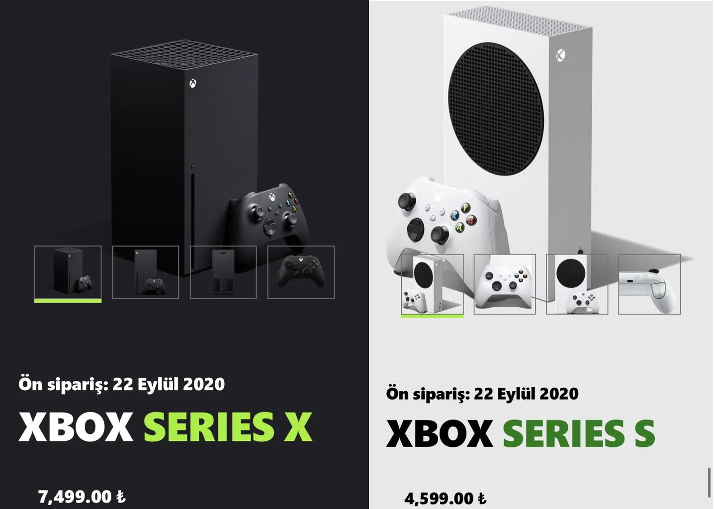 xbox series s ve xbox series x türkiye fiyatı