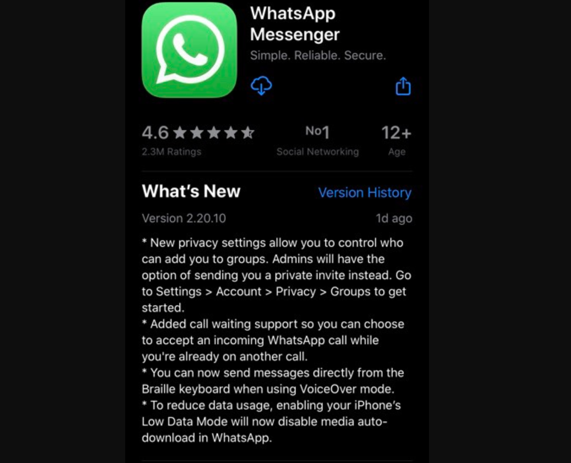 WhatsApp download the new for apple