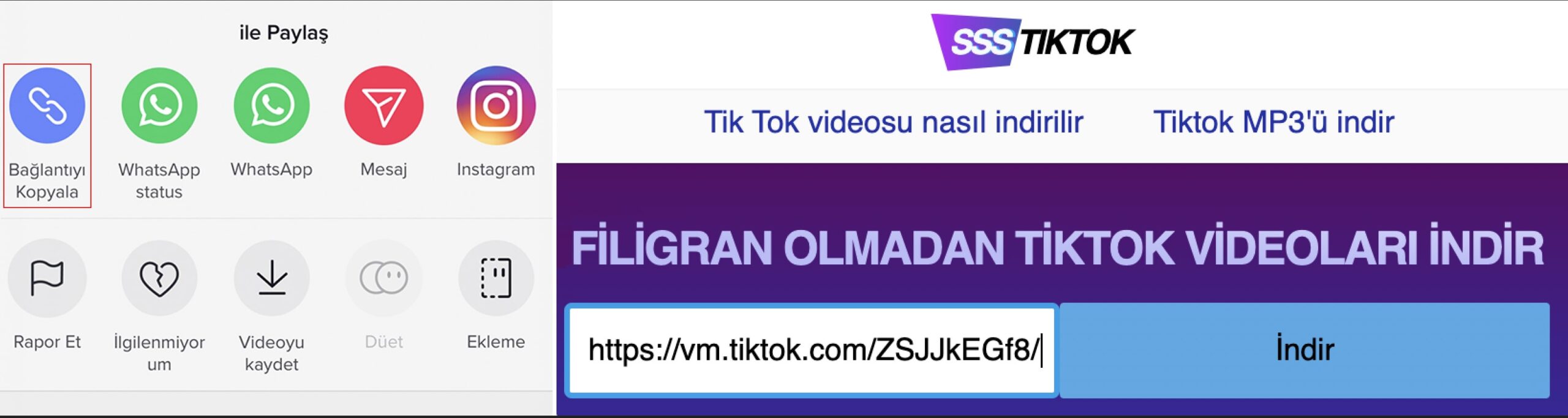 Programsız TikTok video indir - Filigransız