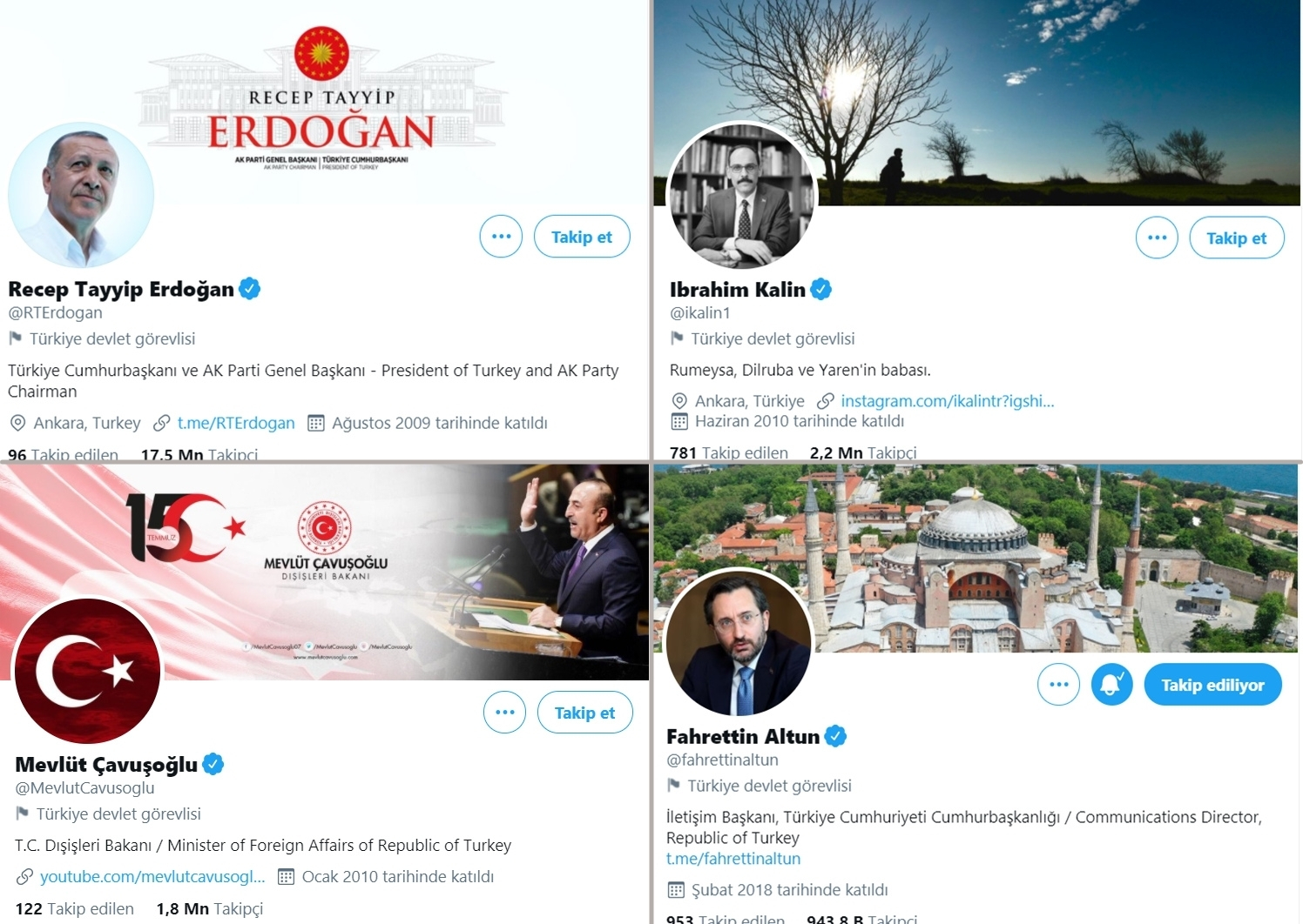 Twitter devlet görevlileri