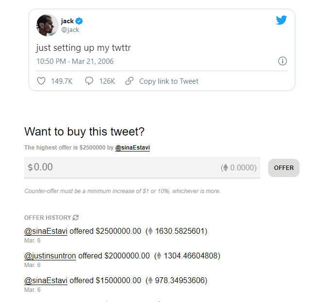 ilk tweet, jack dorsey tweet, 2,5 milyon dolar, NFT, nft kripto