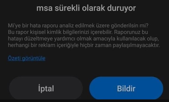 MSA durduruldu hatası çözümü