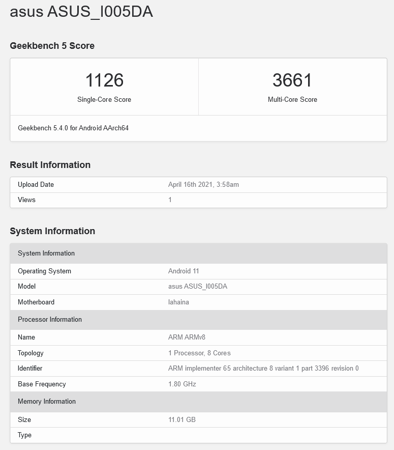 Asus Zenfone 8 Mini için Geekbench skoru ortaya çıktı