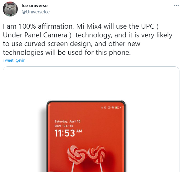 Xiaomi Mi Mix 4 mü geliyor? Ekran altı kamera